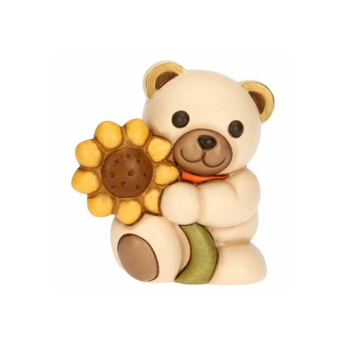 Teddy con girasole in ceramica medio – Primavera da vivere