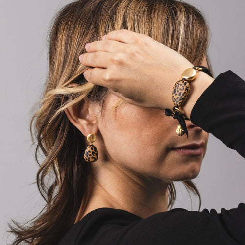Bracciale animalier con tessuto e fiocco