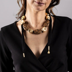 Collana lunga sciarpa animalier