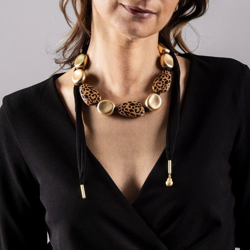 Collana lunga sciarpa animalier