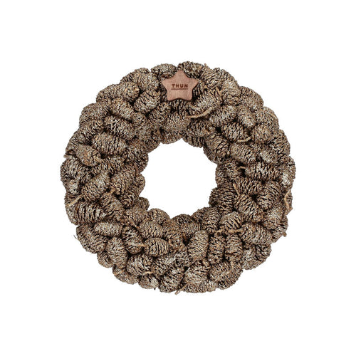 Ghirlanda decorativa con pigne, oro