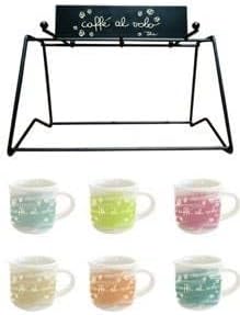 Set tazzine in vetro con espositore x Caffitaly