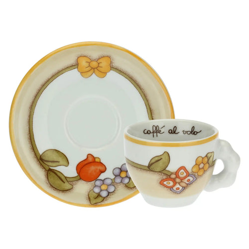 Set 2 tazzine caffè e 2 bicchierini in vetro Country