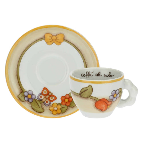Set 2 tazzine caffè e 2 bicchierini in vetro Country