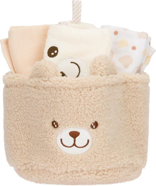 Set bagno mussole e guanto con cestino