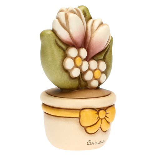 Vasetto soprammobile con fiori - Grazie medio
