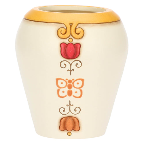 Vaso in ceramica Eolia con farfalla e fiori, medio