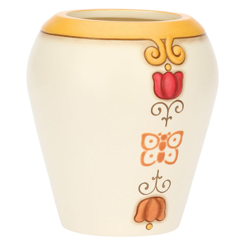 Vaso in ceramica Eolia con farfalla e fiori, medio