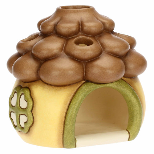 Porta tea-light casetta a forma di pigna in ceramica Inverno Incantato