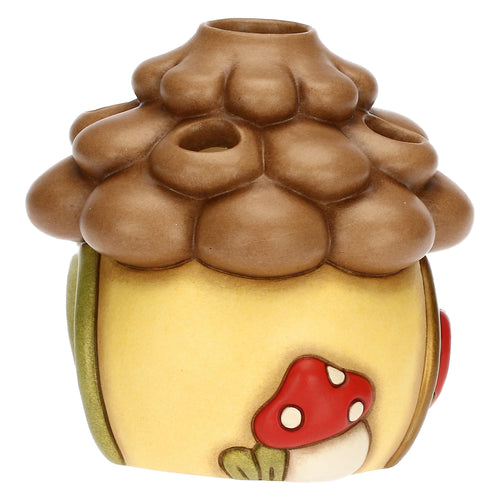 Porta tea-light casetta a forma di pigna in ceramica Inverno Incantato