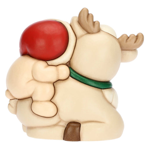 Teddy a cavallo della Renna Robin in ceramica, medio