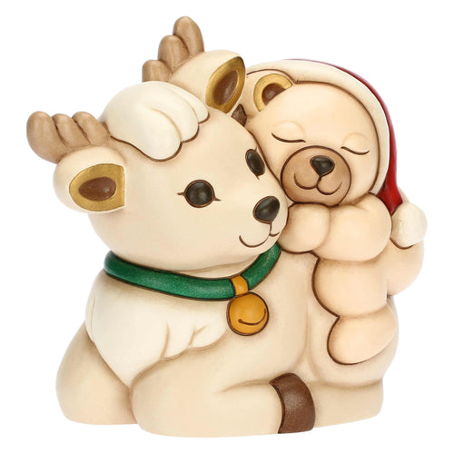 Teddy a cavallo della Renna Robin in ceramica, medio