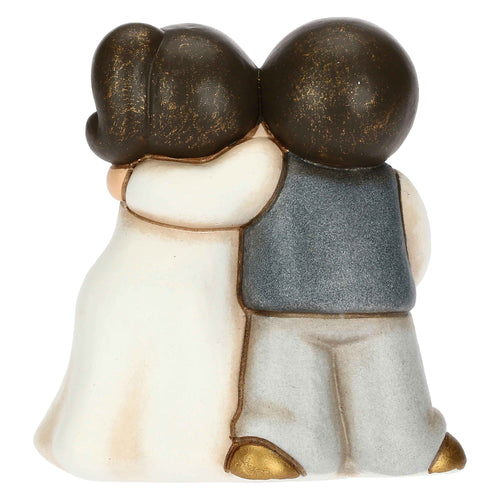 Sposini in viaggio con cuore e valigia in ceramica, piccoli