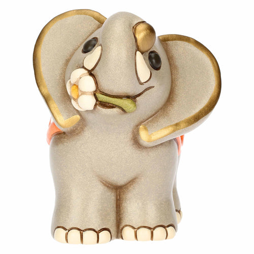 Elefante Elly con fiore in ceramica, medio