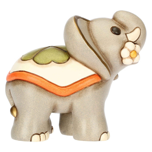 Elefante Elly con fiore in ceramica, medio
