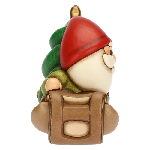 Gnomo Oliver su slitta con albero in ceramica