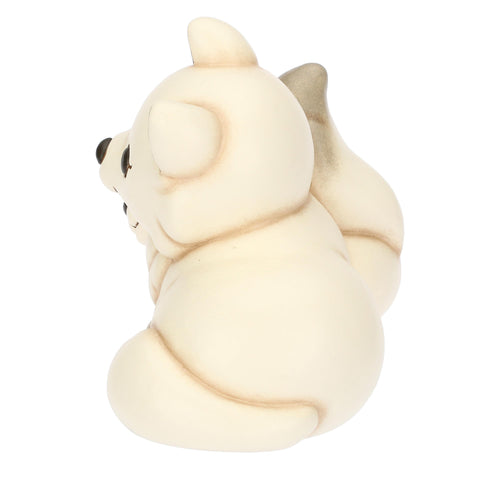 Coppia volpe bianca Perla con la sua mamma in ceramica Inverno Incantato, grande