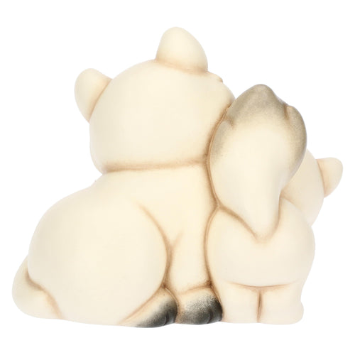 Coppia volpe bianca Perla con la sua mamma in ceramica Inverno Incantato, grande