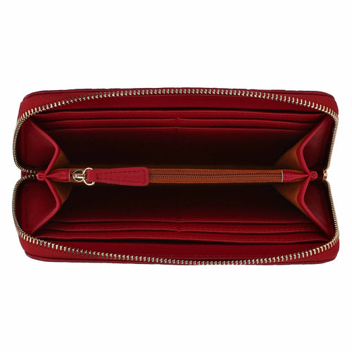 Portafogli con chiusura zip in copelle bordeaux