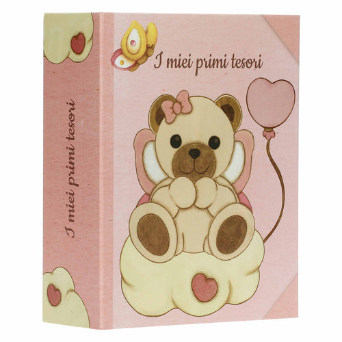 Scatola ricordi rosa con Teddy