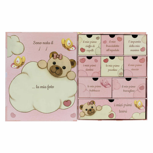 Scatola ricordi rosa con Teddy