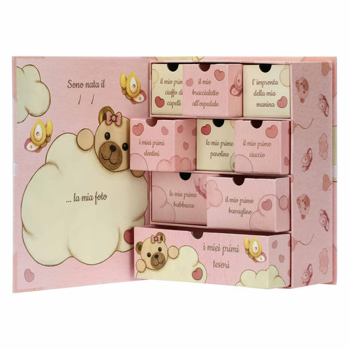 Scatola ricordi rosa con Teddy