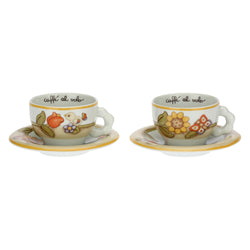 Set 2 tazze Country con fiori, farfalla e uccellino medio - THUN P3771E02