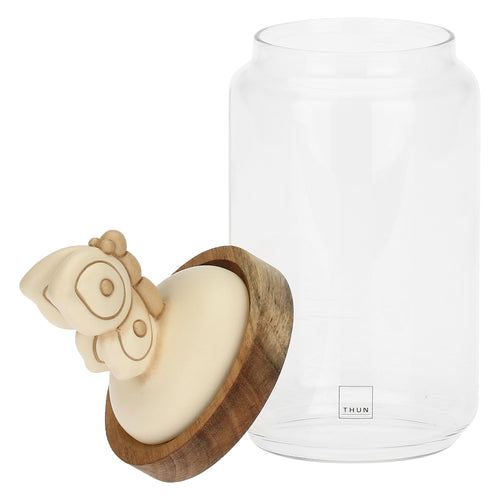 Barattolo in vetro con coperchio in legno Elegance, grande