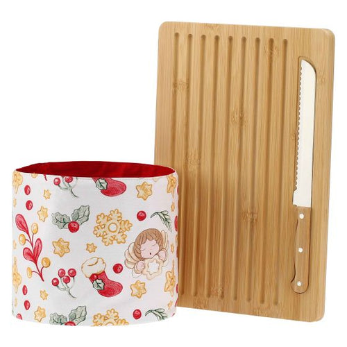 Set tagliere in legno e sacchetto porta pane Sorprese di Natale