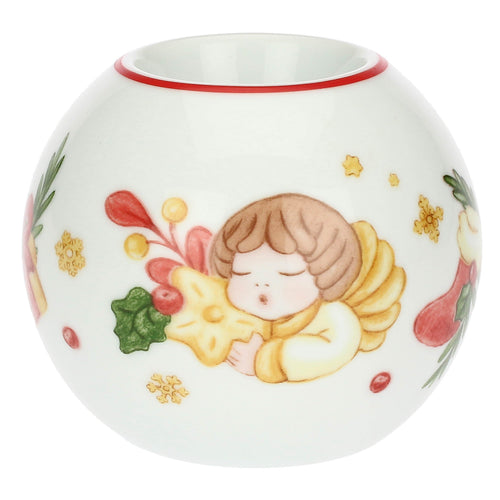 Porta tea-light a forma di pallina di Natale in porcellana Sorprese di Natale