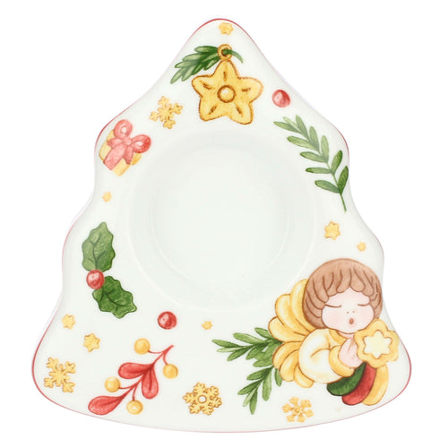 Porta tea-light a forma di albero in porcellana Sorprese di Natale