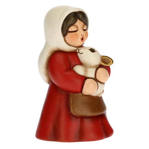 Contadina con coniglio Presepe Classico rosso