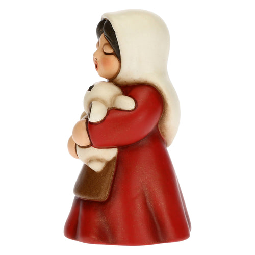 Contadina con coniglio Presepe Classico rosso
