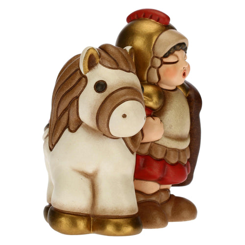 Soldato con cavallo Presepe Classico rosso