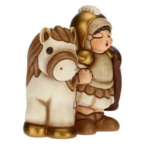 Soldato con cavallo Presepe Classico bianco