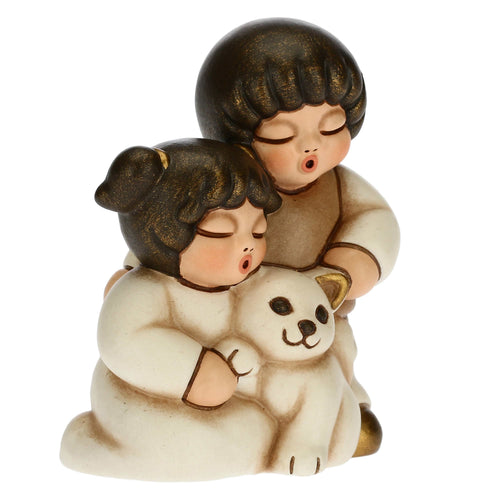 Bimbi con gatto Presepe Classico bianco
