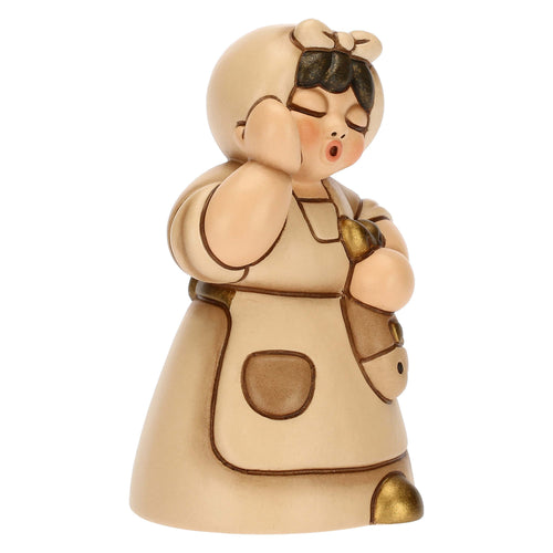 Donna con pesce in ceramica Presepe Classico champagne
