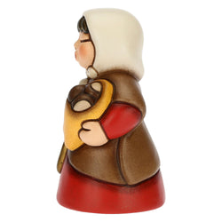 Donna con castagne in ceramica Presepe Classico rosso