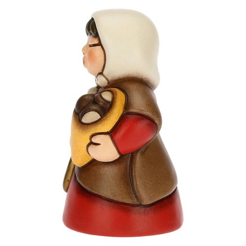 Donna con castagne in ceramica Presepe Classico rosso