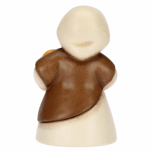 Donna con castagne in ceramica Presepe Classico bianco