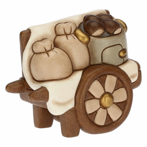 Carretto con castagne in ceramica Presepe Classico