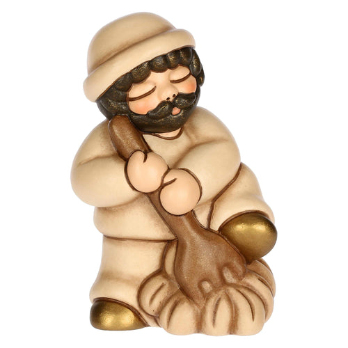 Uomo con forcone e fieno in ceramica Presepe Classico