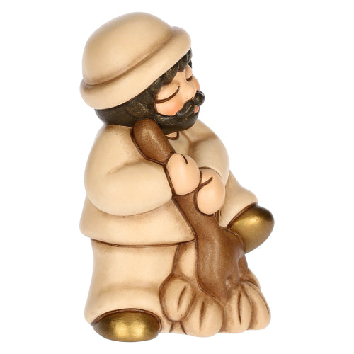 Uomo con forcone e fieno in ceramica Presepe Classico