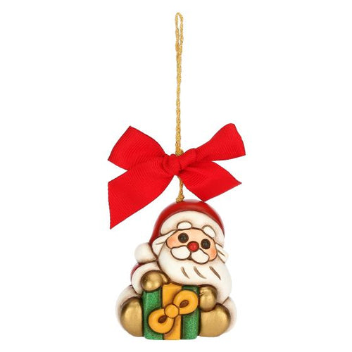 Addobbo natalizio Babbo Natale con regalo in ceramica, piccolo