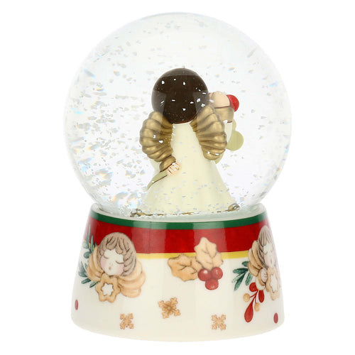 Boule de neige angelo con vischio in vetro e ceramica, media - THUN S3427P00