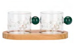 Set 2 caffeini vetro vassoietto natale