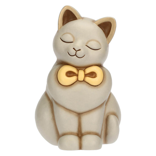 Gatto Momi con fiocco in ceramica, grande - THUN T10035276H90