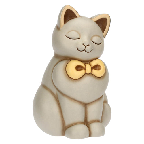 Gatto Momi con fiocco in ceramica, grande - THUN T10035276H90