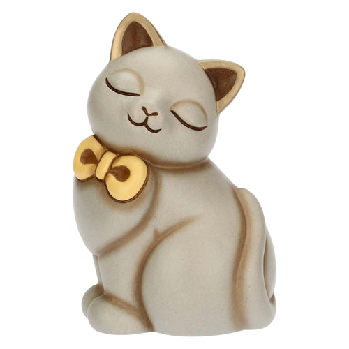 Gatto Momi con fiocco in ceramica, medio - THUN T10036274H90