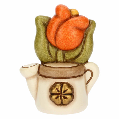 Mini annaffiatoio in ceramica con tulipano